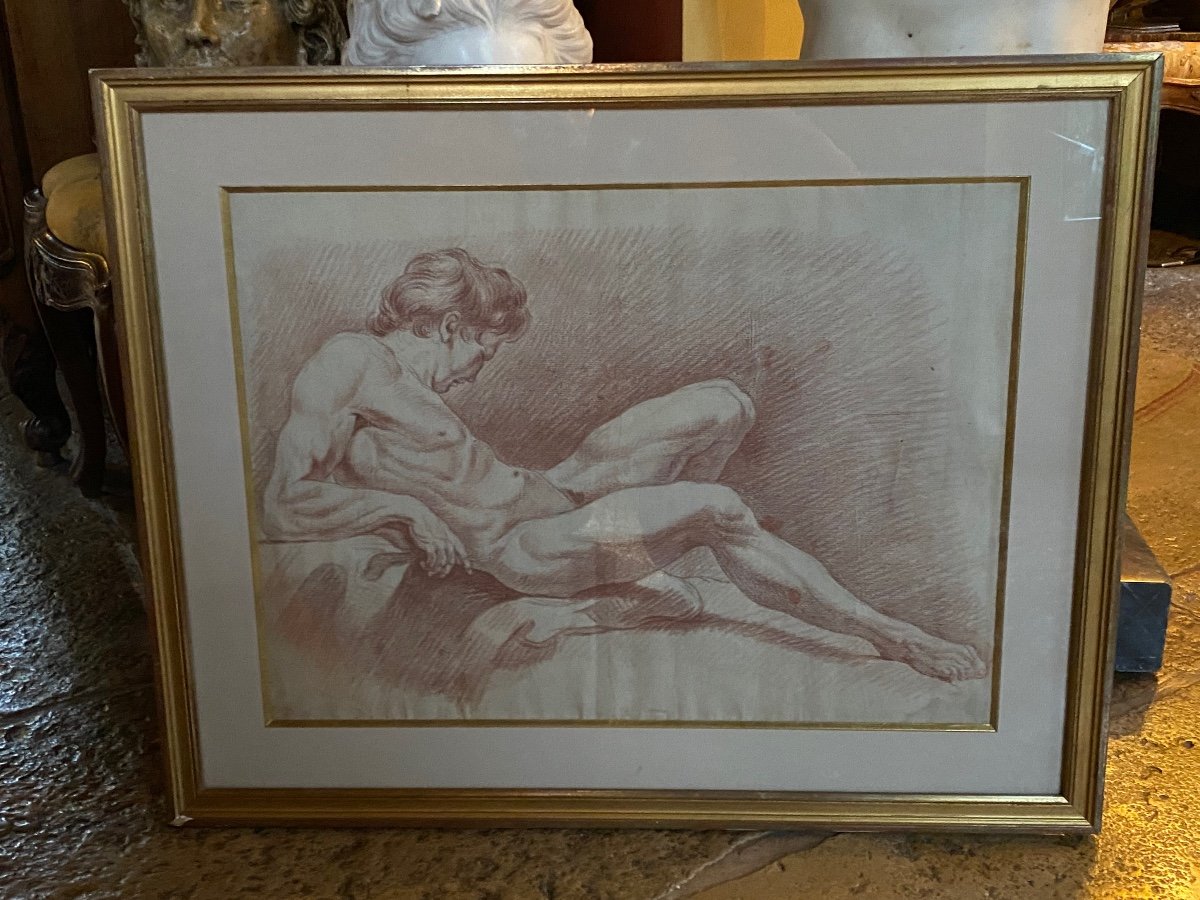 18th Century Sanguine Drawing Attributed To Lagrenée-photo-3