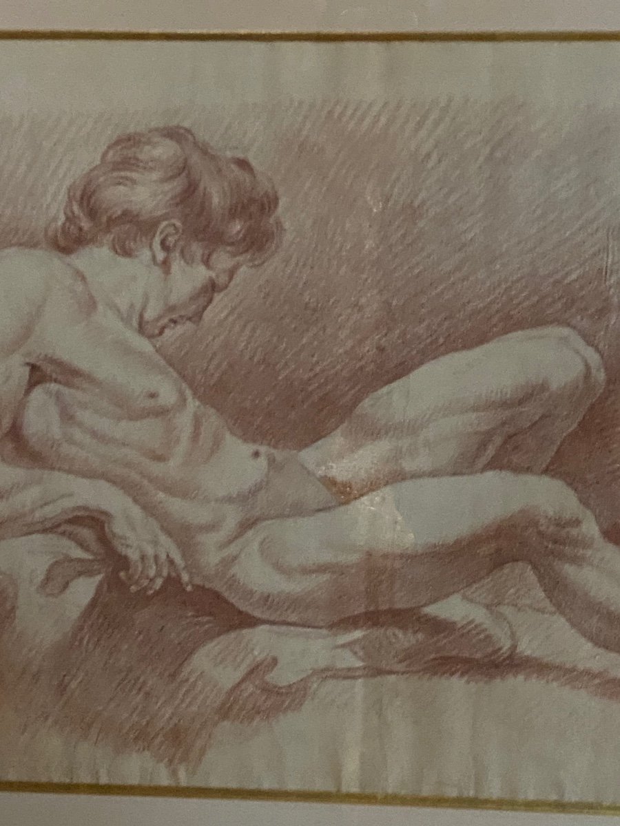 18th Century Sanguine Drawing Attributed To Lagrenée-photo-5