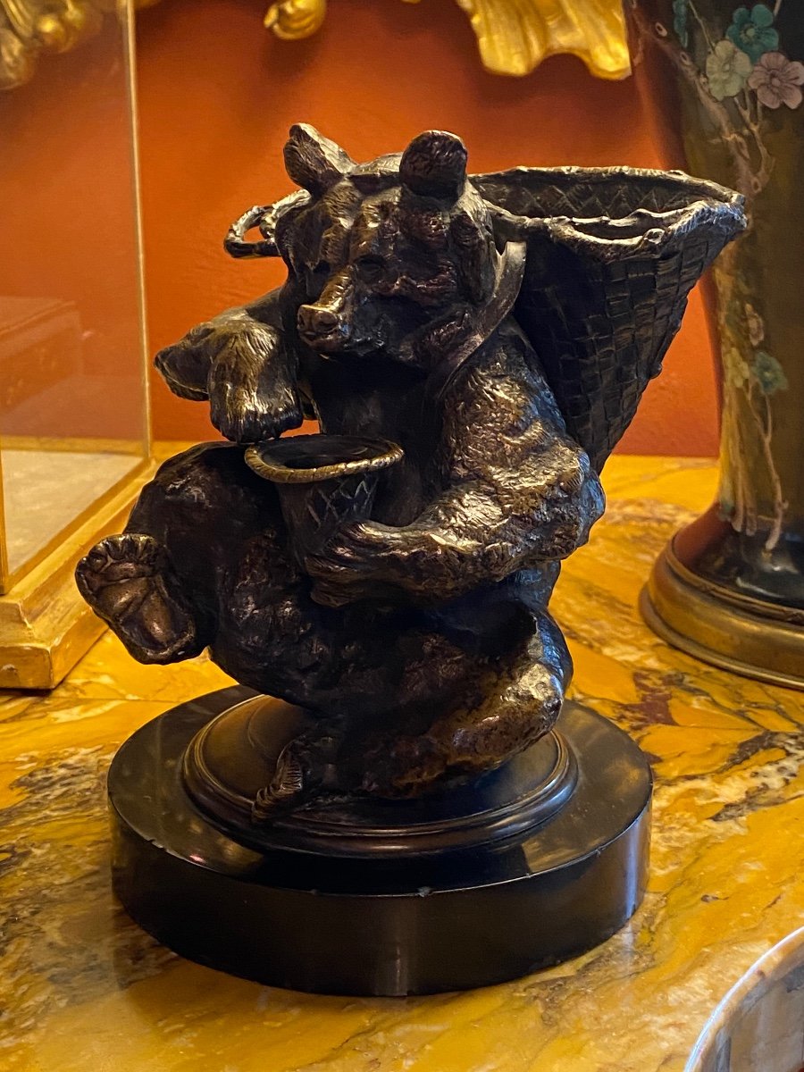 L’ours Vendangeur, Bronze Du XIX Eme Siècle Signé Auguste Cain (1821-1894)-photo-8