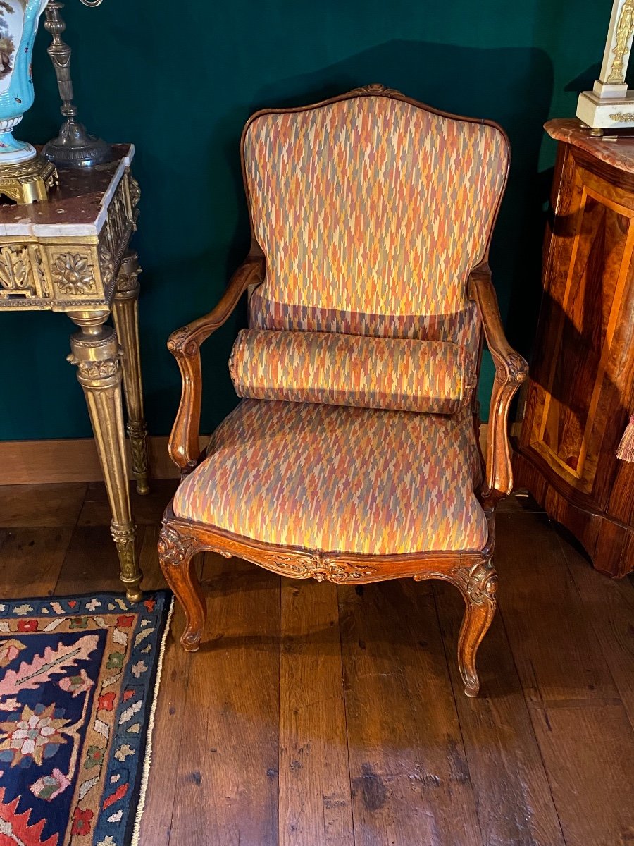 Paire De Fauteuil à Châssis De Style Louis XV, En Hêtre Sculpté Fin Du XIX Eme Siècle -photo-4