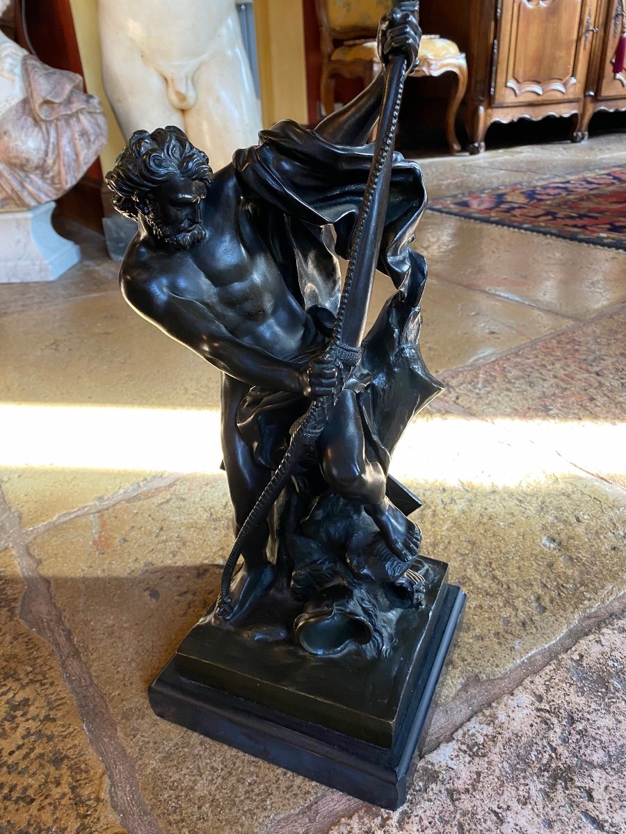 Ulysses Bandant His Bow, Large Bronze After Jacques Bousseau, End Of XIX Eme Century-photo-1