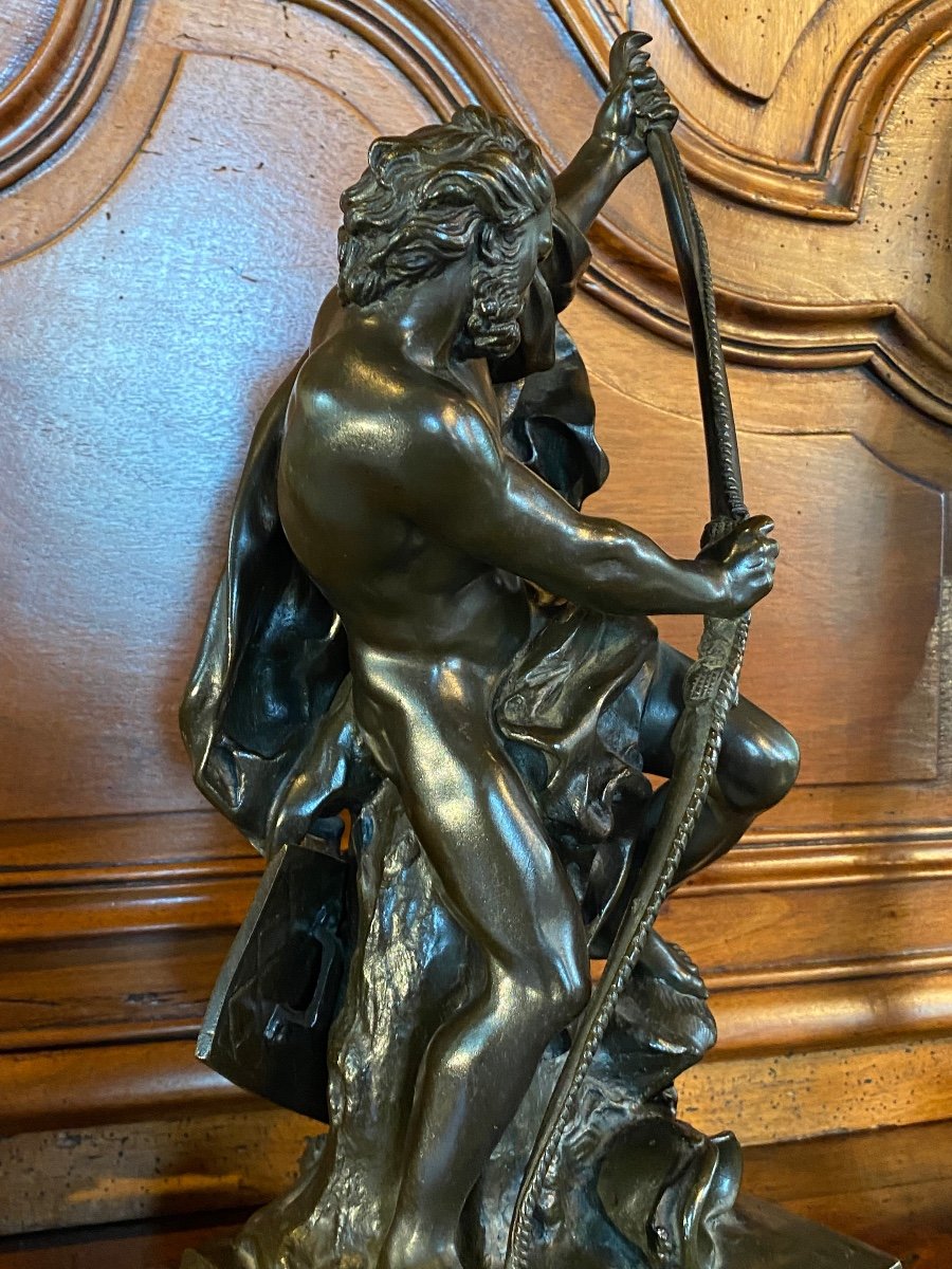 Ulysses Bandant His Bow, Large Bronze After Jacques Bousseau, End Of XIX Eme Century-photo-6