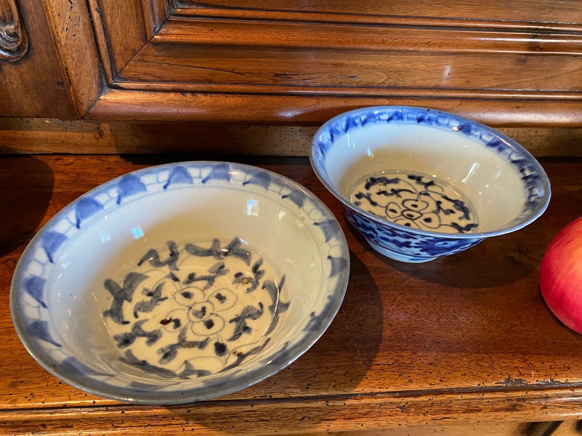 Pair Of Chinese Blue Porcelain Bowls Dite Kraak-photo-3