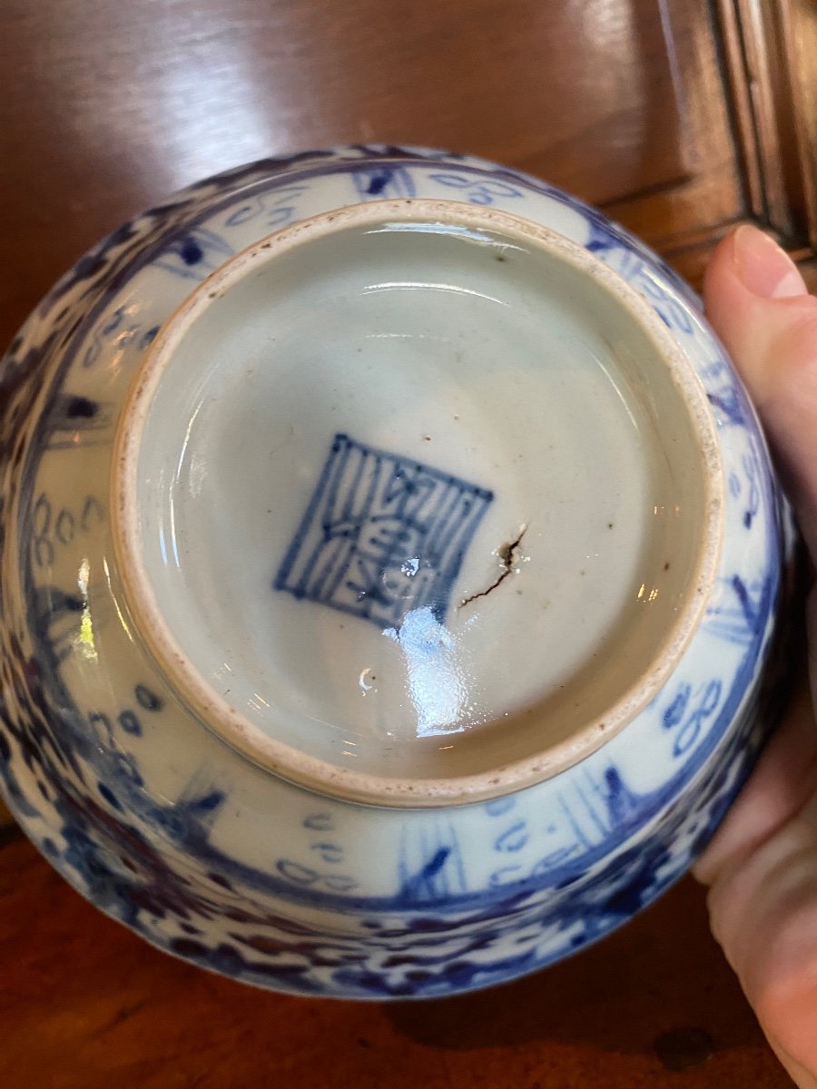 Pair Of Chinese Blue Porcelain Bowls Dite Kraak-photo-1