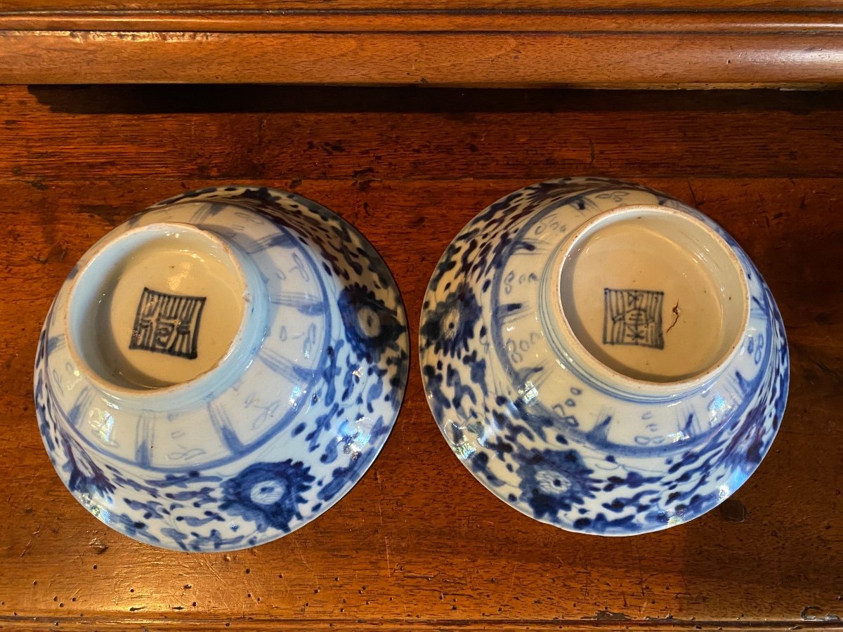 Pair Of Chinese Blue Porcelain Bowls Dite Kraak-photo-7