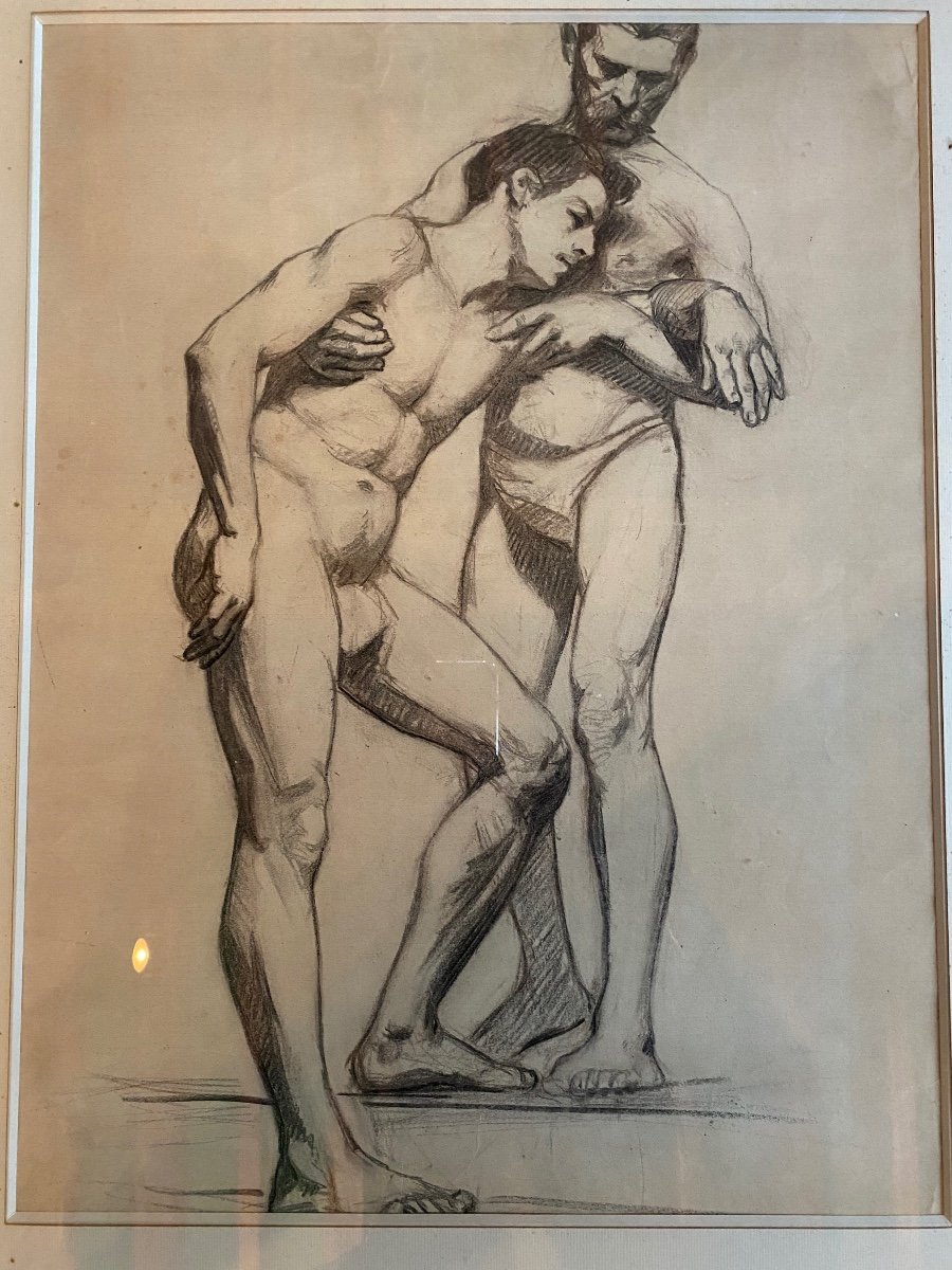 Large Preparatory Sketch, Academy Of Two Men-photo-4