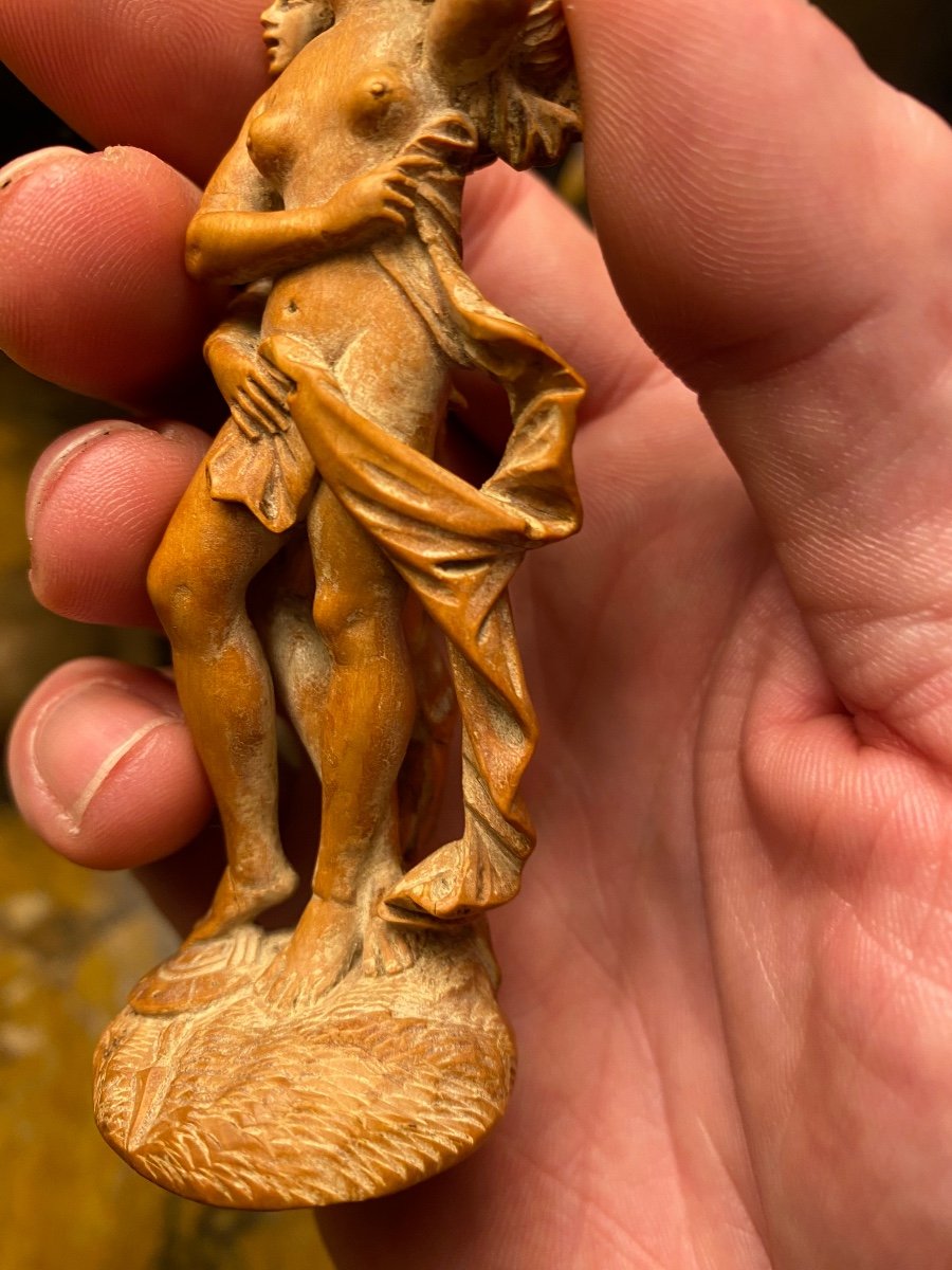 Rare Statuette En Buis De La Fin Du XVII Eme Siècle : Les Amours De Mars Et Vénus -photo-5