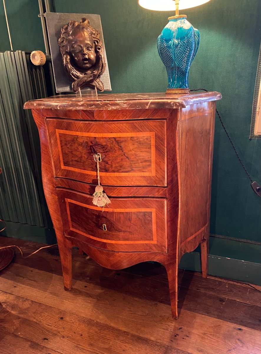 Small Italian Chest Of Drawers In Walnut Louis XV Period-photo-2