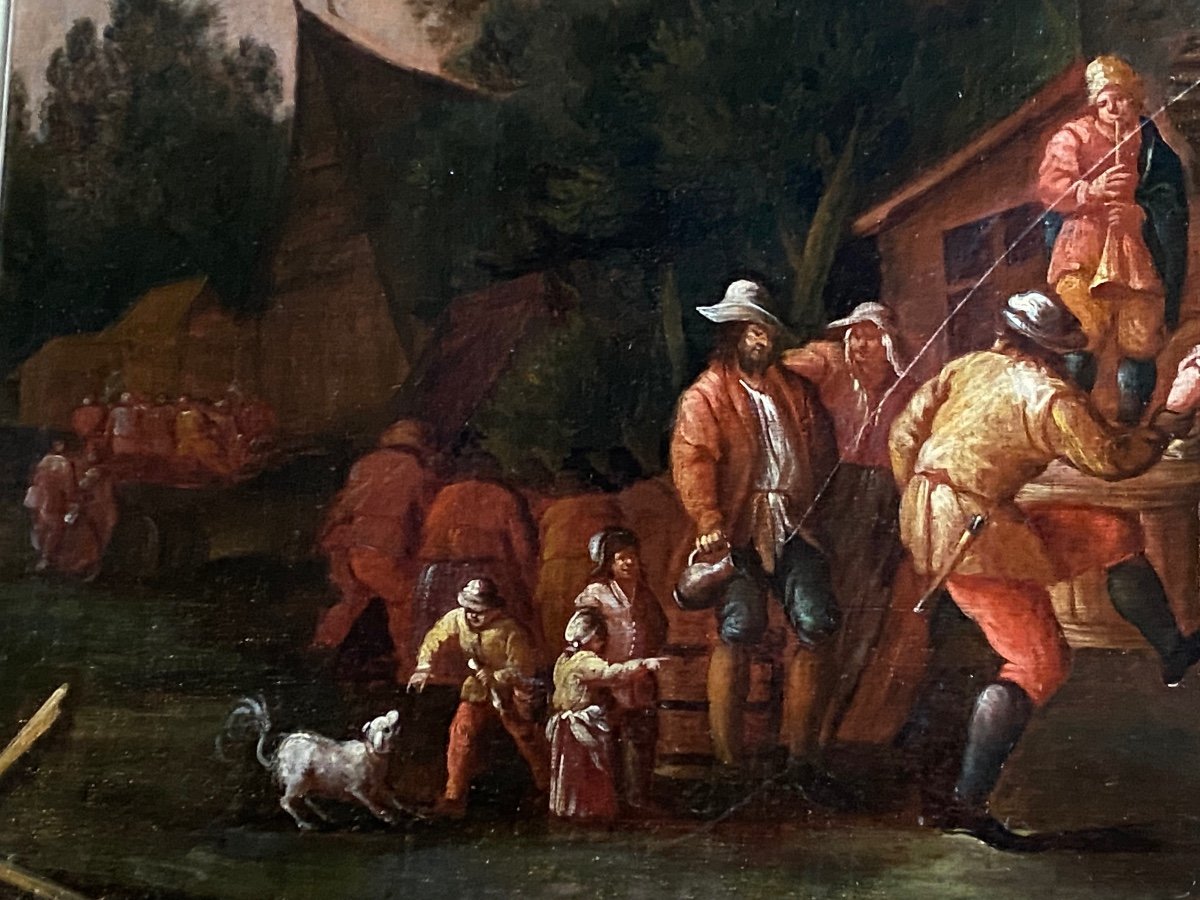 Large Flemish Kermesse Scene 18th Century-photo-5