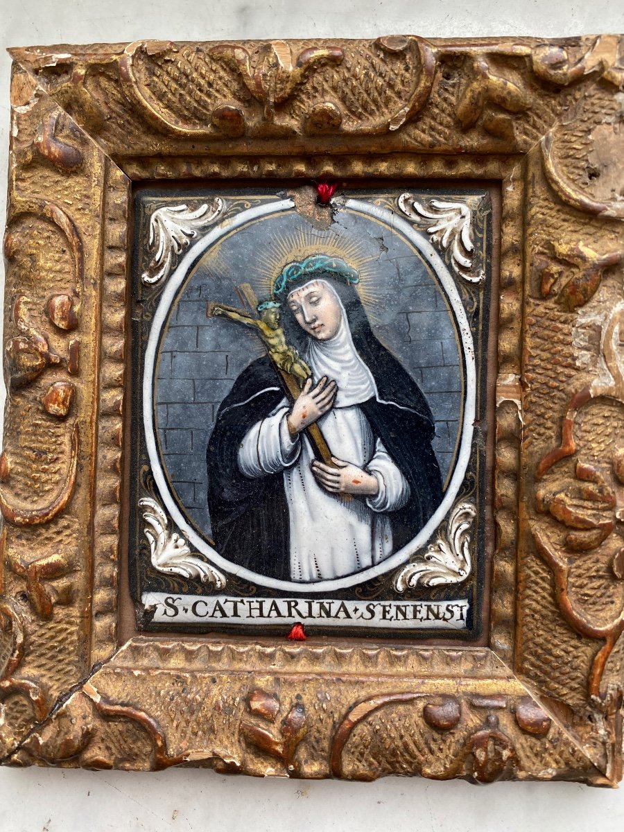 Sainte Catherine De Sienne Par Jacques 1 Laudin 1627-1695, Email Du XVII Eme Siècle -photo-2
