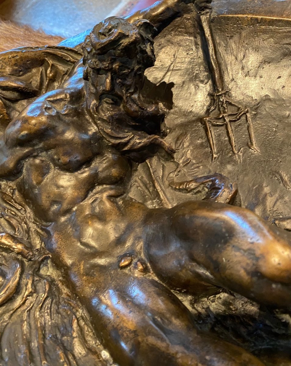 Neptune Et Ses Chevaux, Grand Bronze Du XIX En Haut Relief -photo-8