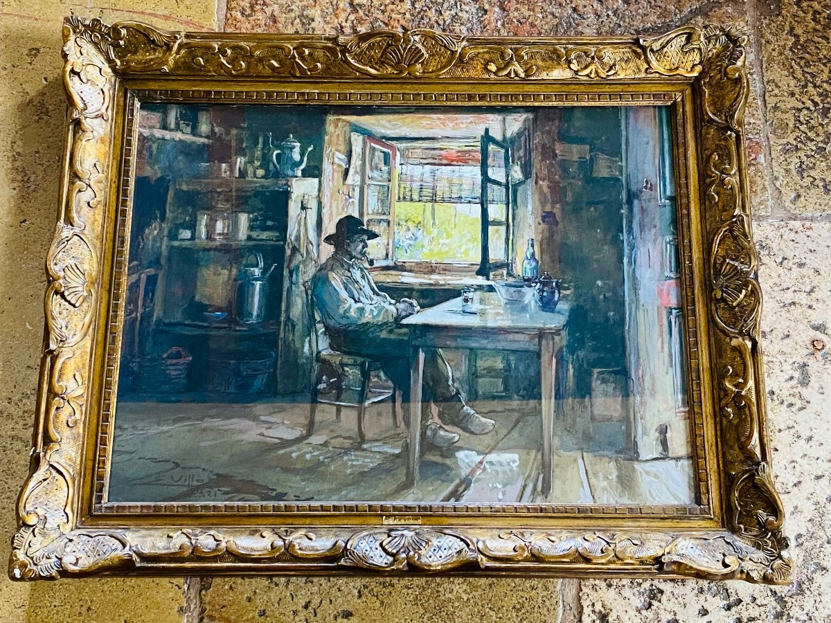 Intérieur Paysan Par Eugène Villon (1879-1951)