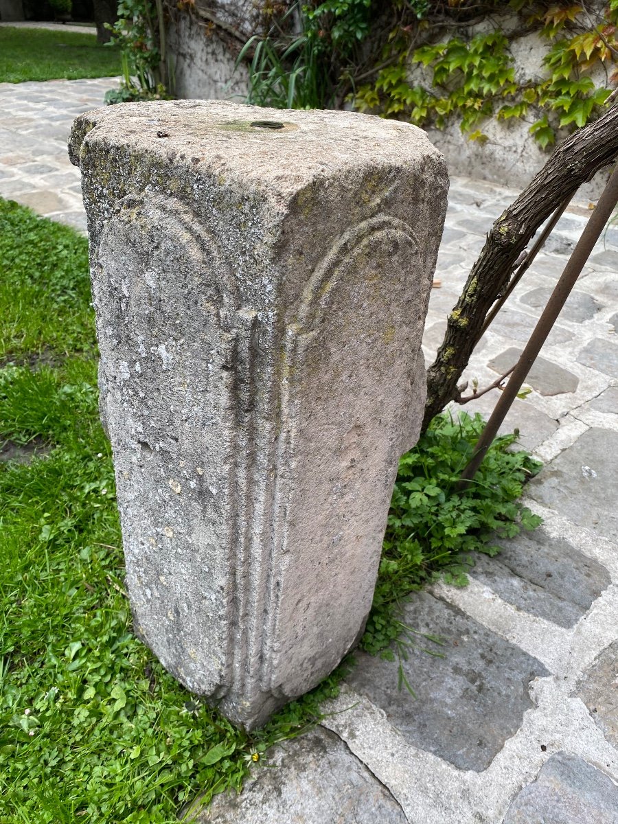 Pedestal In Carved Stone XVIII Eme Century, For Sundial-photo-4