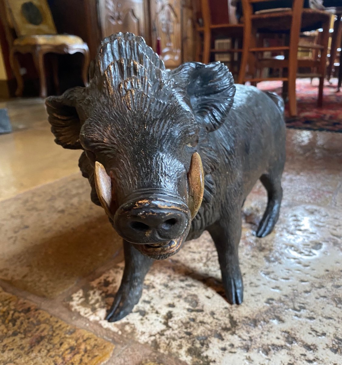 Rare Boar In Terracotta, Austrian End Of XIX Eme Century-photo-7