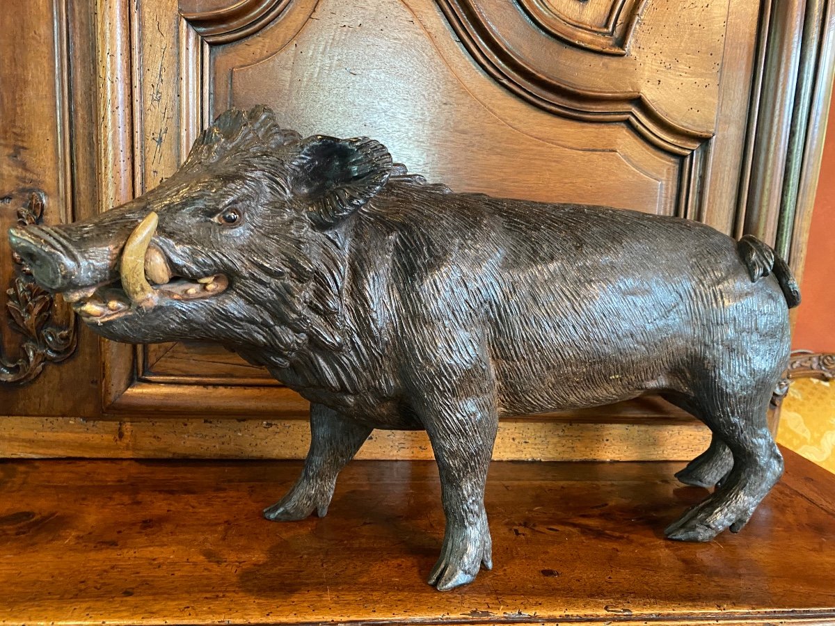 Rare Boar In Terracotta, Austrian End Of XIX Eme Century