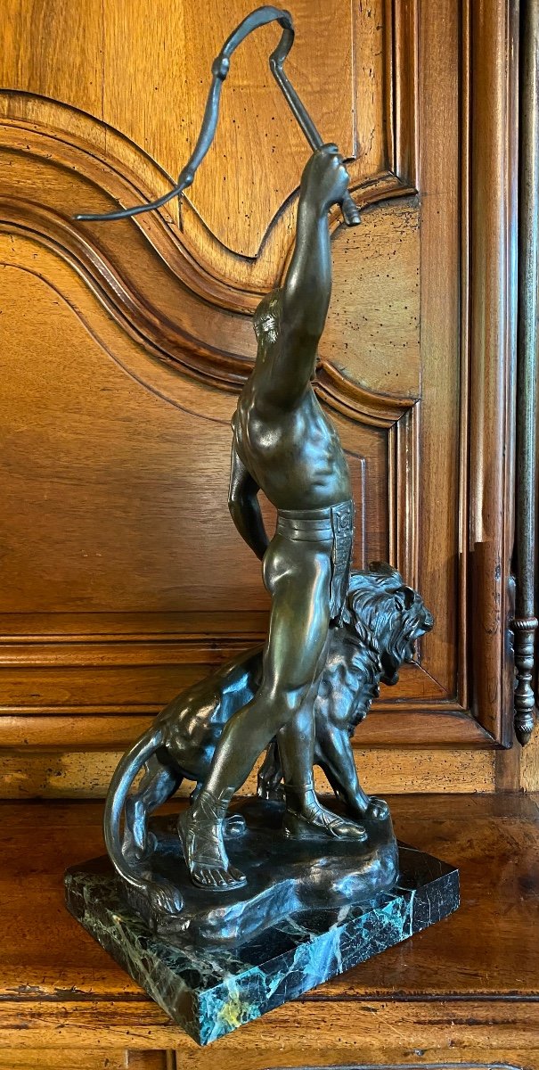 Le Dompteur De Lion, Rare Bronze Art Déco Par Jean Verschneider -photo-6