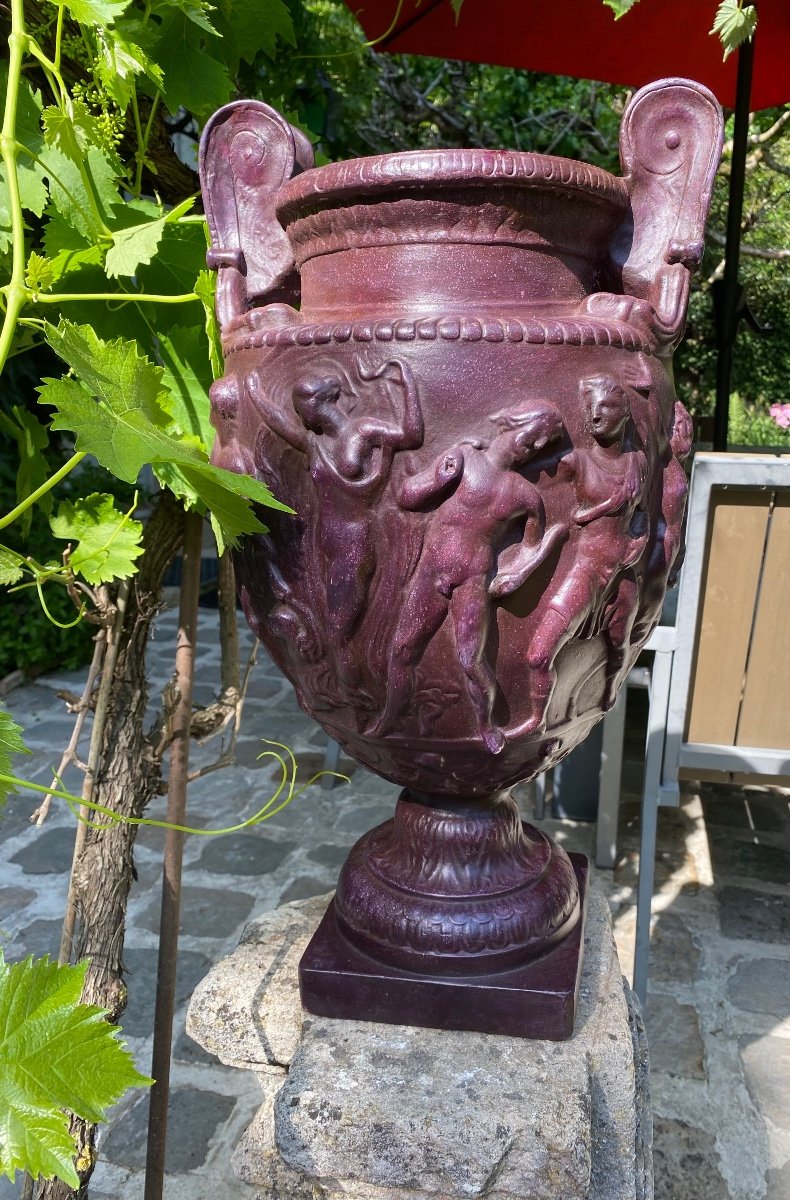 Grand Vase étrusque Imitant Le Porphyre, Fin Du XIX Eme Siècle -photo-2