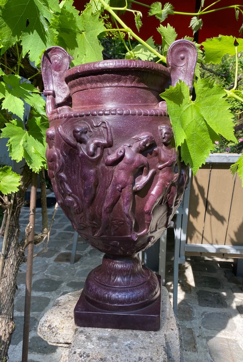 Grand Vase étrusque Imitant Le Porphyre, Fin Du XIX Eme Siècle -photo-3