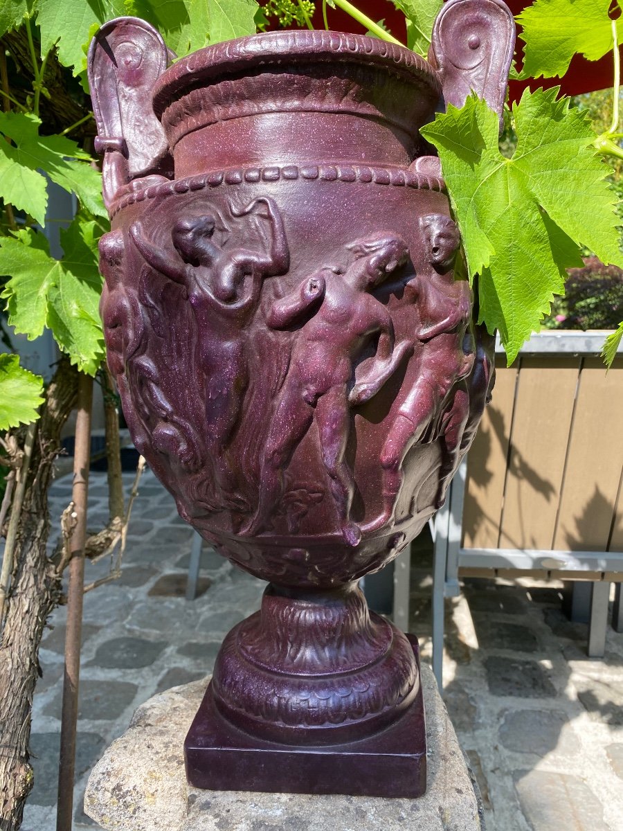 Grand Vase étrusque Imitant Le Porphyre, Fin Du XIX Eme Siècle -photo-4