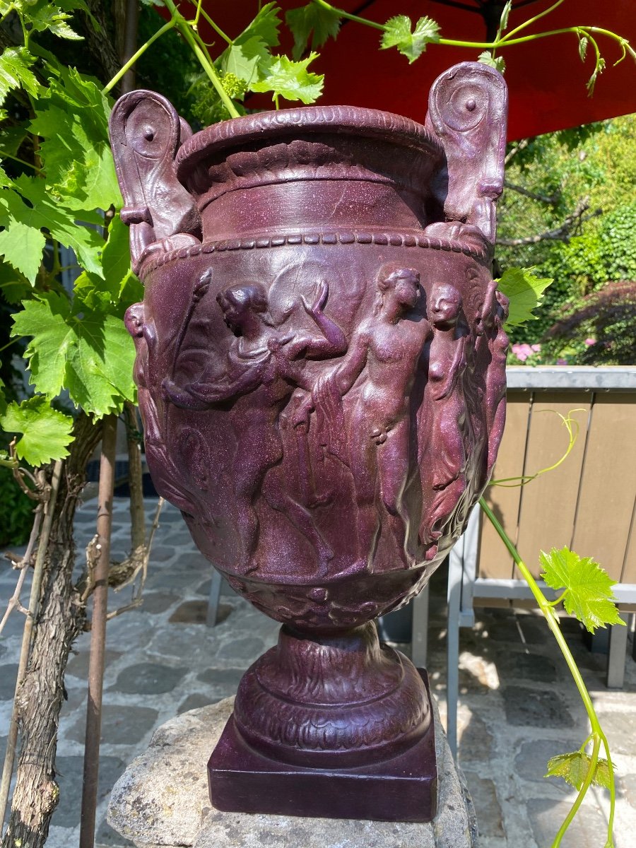 Grand Vase étrusque Imitant Le Porphyre, Fin Du XIX Eme Siècle -photo-4