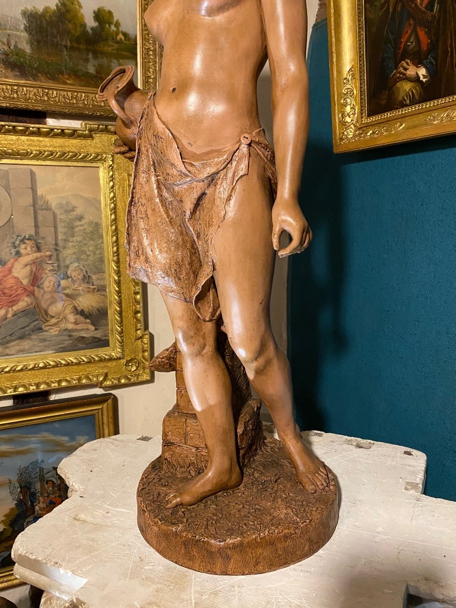 Young Naked Woman At The Fountain, Large Terracotta By Goldsheider-photo-4