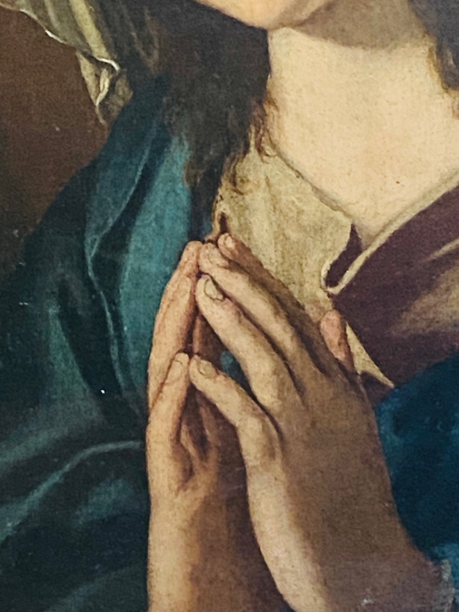 Beautiful Italian Portrait From The XVII Eme Century, The Virgin Mary-photo-3