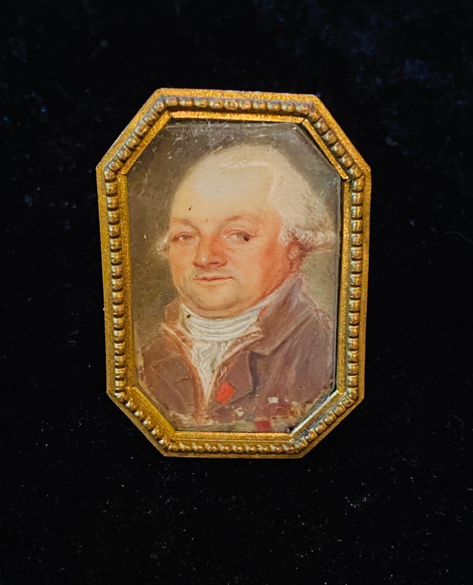 Sentimental Ring, 18 Eme Century Portrait Ring, Gentleman With A Wig-photo-2