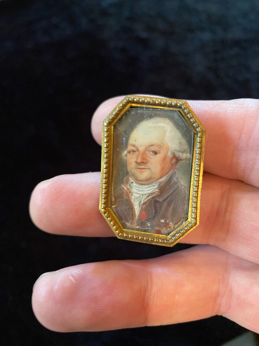 Sentimental Ring, 18 Eme Century Portrait Ring, Gentleman With A Wig-photo-2