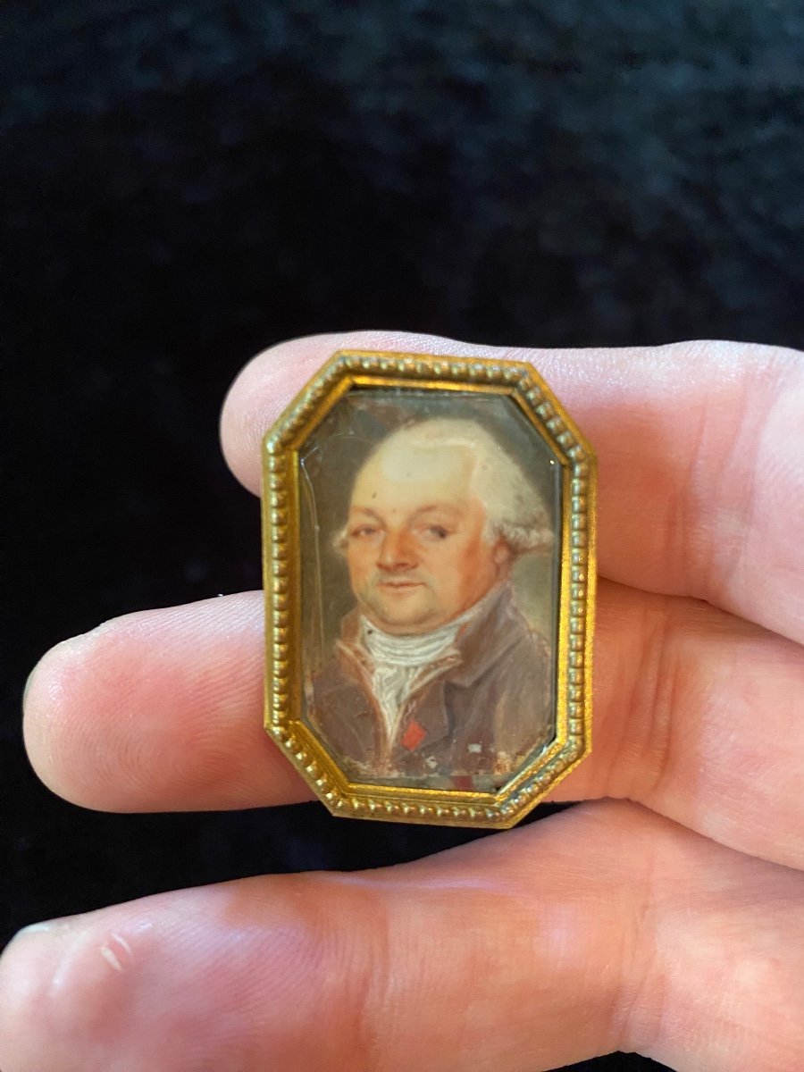 Sentimental Ring, 18 Eme Century Portrait Ring, Gentleman With A Wig-photo-3