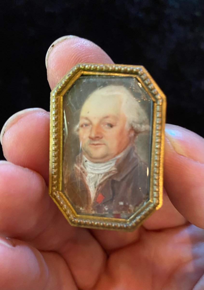 Sentimental Ring, 18 Eme Century Portrait Ring, Gentleman With A Wig-photo-7