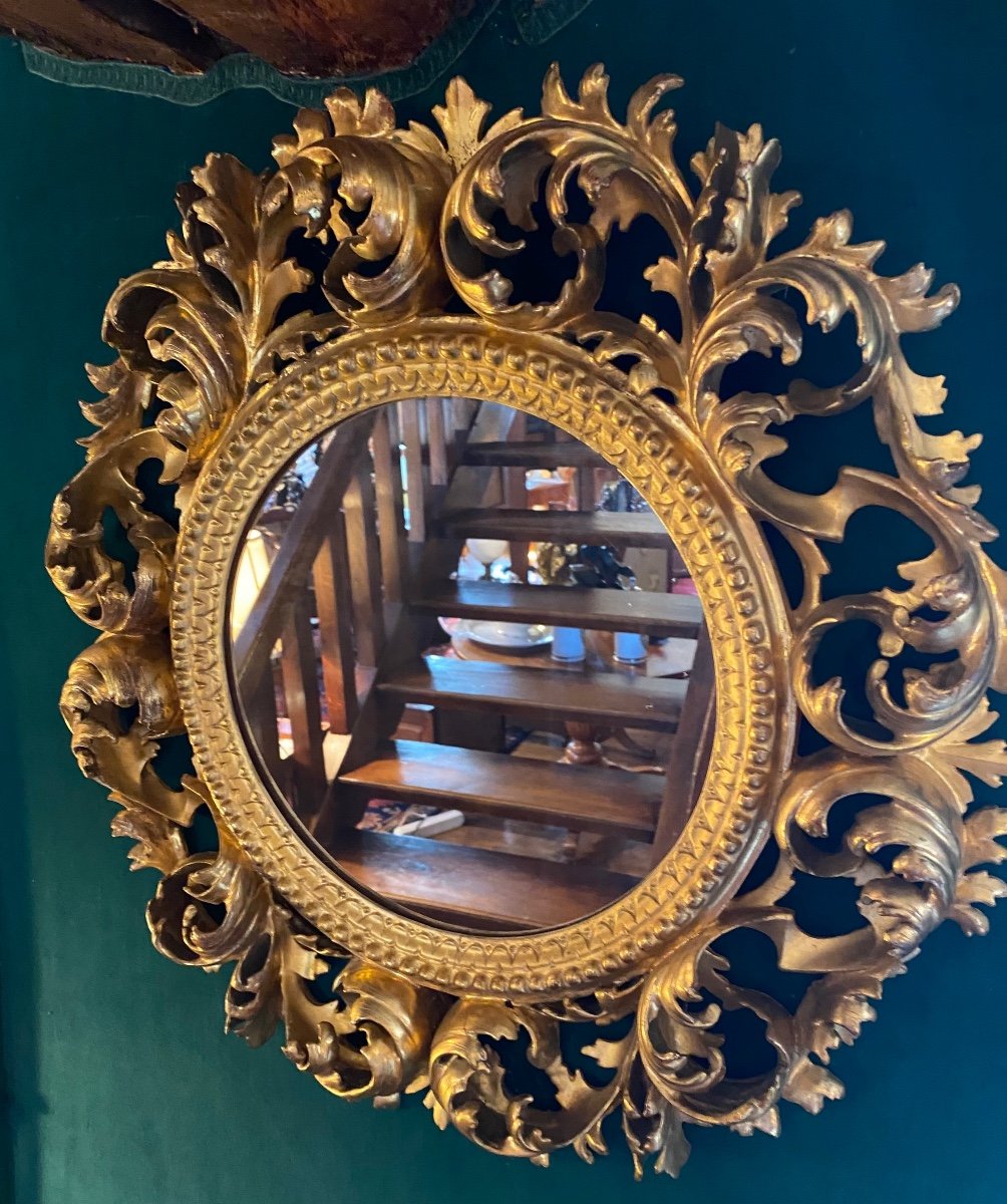 Lace Of Golden Wood, Italian Mirror Frame From The XIX Eme Century-photo-2