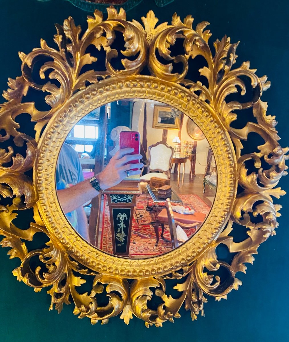 Lace Of Golden Wood, Italian Mirror Frame From The XIX Eme Century-photo-4