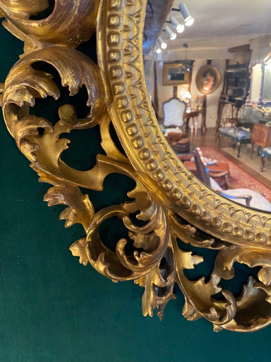 Lace Of Golden Wood, Italian Mirror Frame From The XIX Eme Century-photo-3