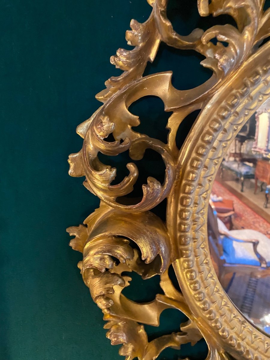 Lace Of Golden Wood, Italian Mirror Frame From The XIX Eme Century-photo-4