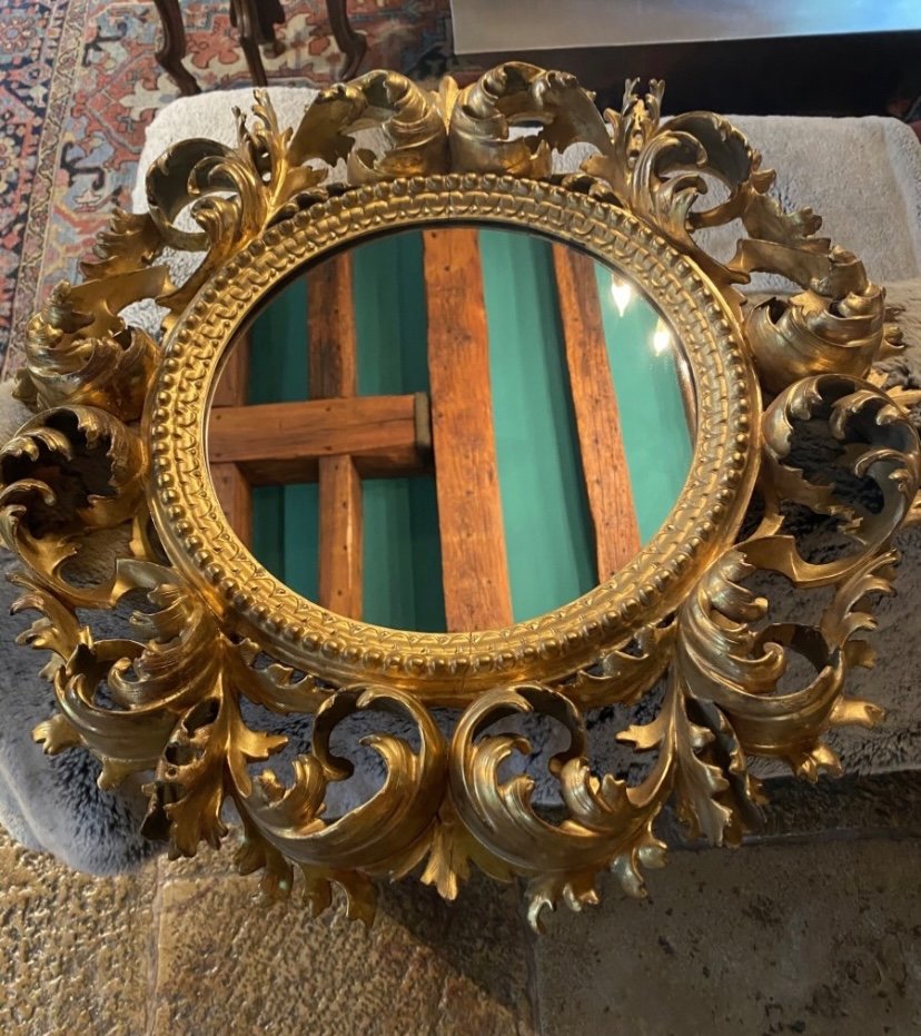 Lace Of Golden Wood, Italian Mirror Frame From The XIX Eme Century-photo-5