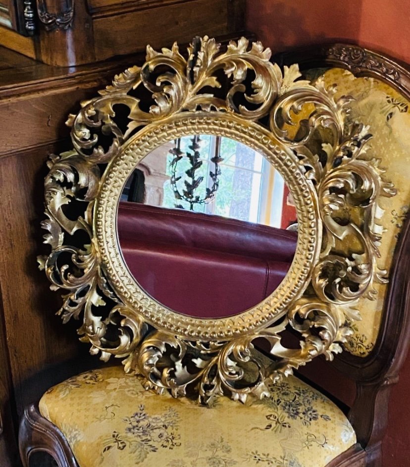 Lace Of Golden Wood, Italian Mirror Frame From The XIX Eme Century-photo-6