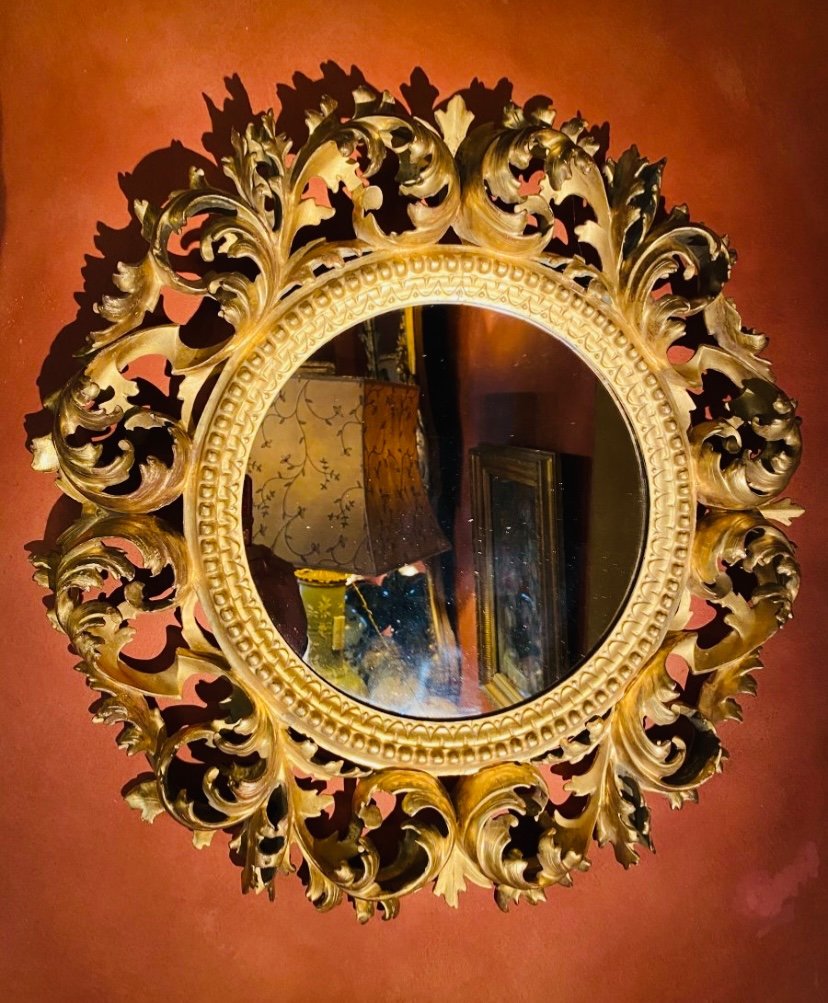 Lace Of Golden Wood, Italian Mirror Frame From The XIX Eme Century-photo-8