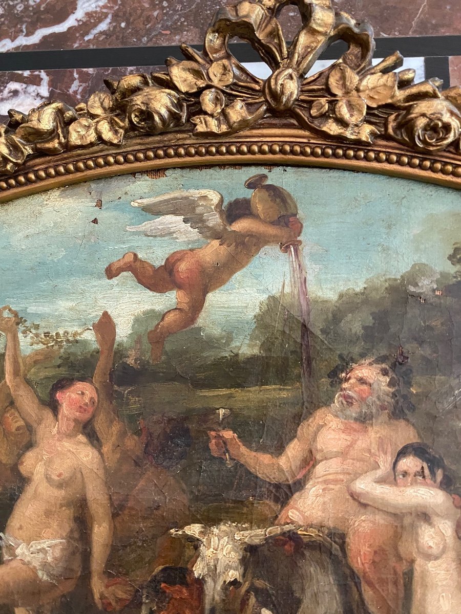 The Triumph Of Silenus, Oil On Canvas From The XIX Eme Century-photo-5