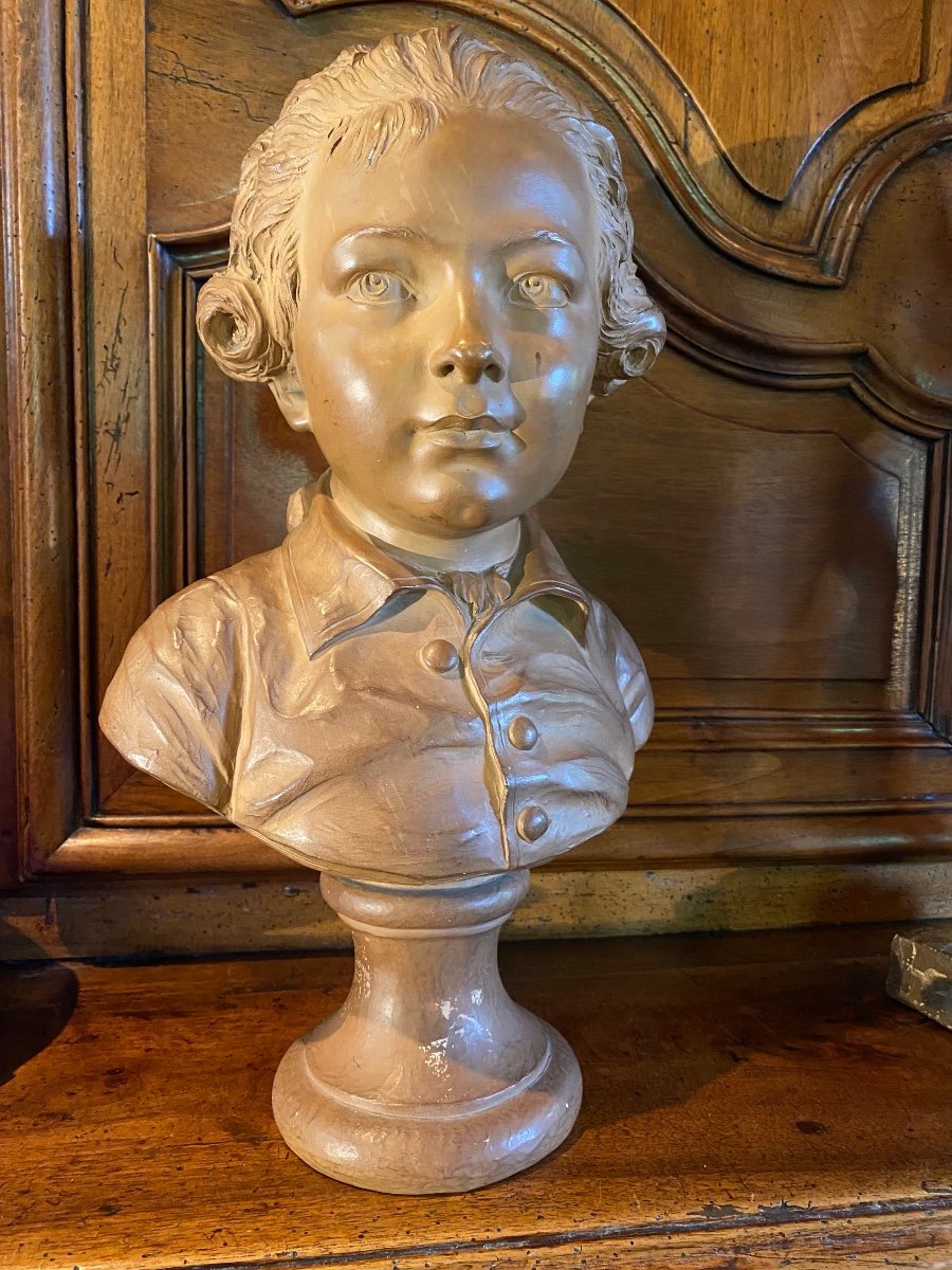 Beautiful Terracotta Bust, The Marquis De Lubersac, Attributed To Fernand Cian-photo-2