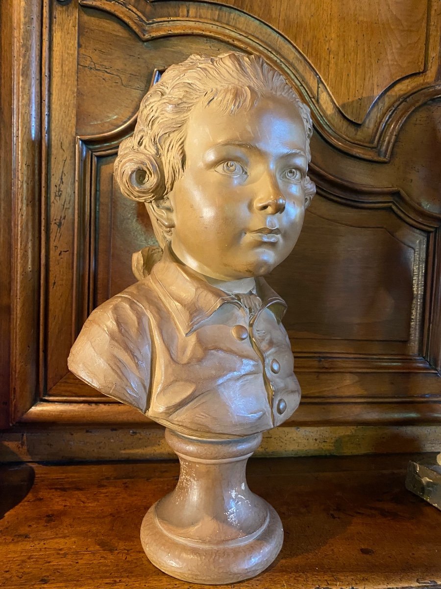 Beautiful Terracotta Bust, The Marquis De Lubersac, Attributed To Fernand Cian-photo-7