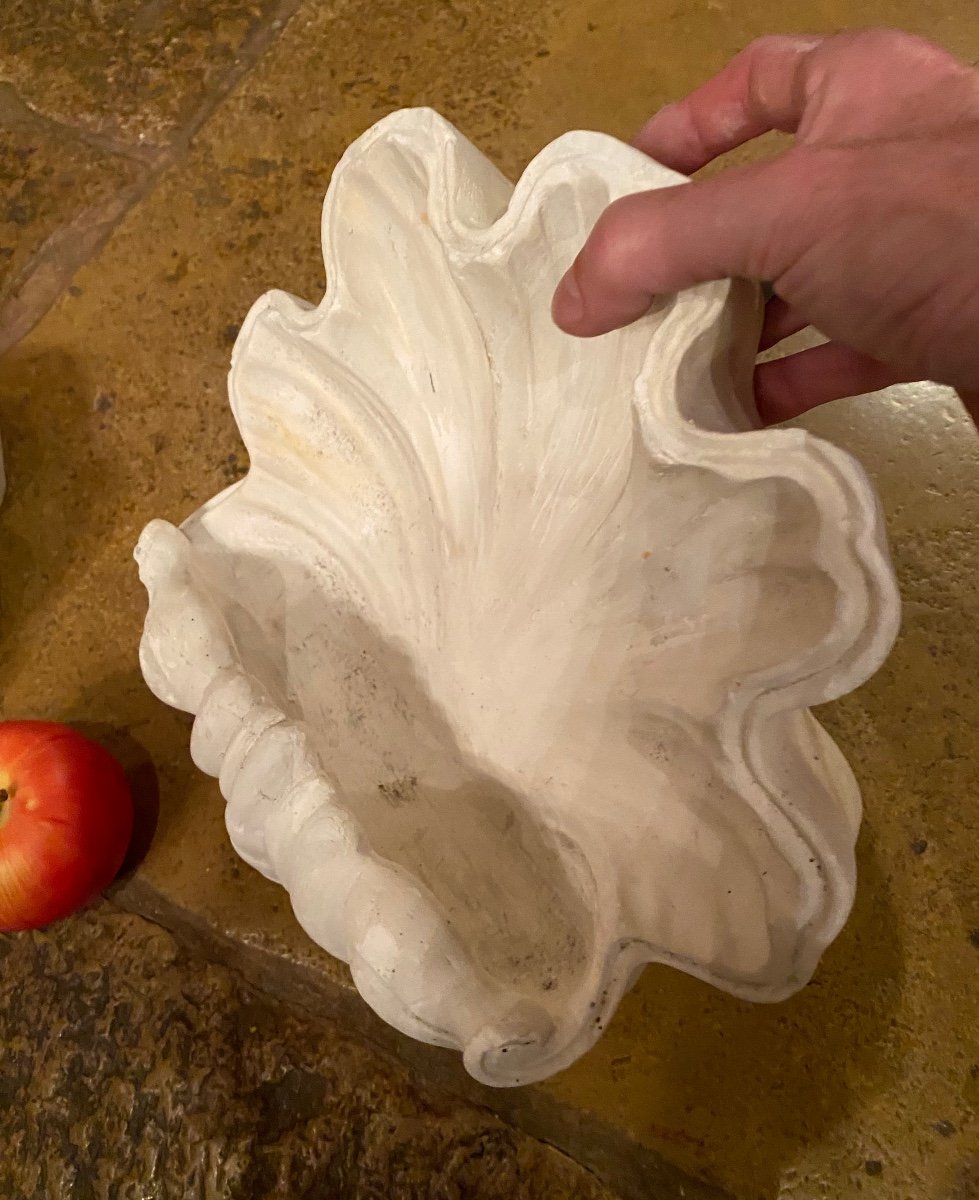 Large Pair Of Plaster Wall Consoles, Shells Circa 1950-photo-7