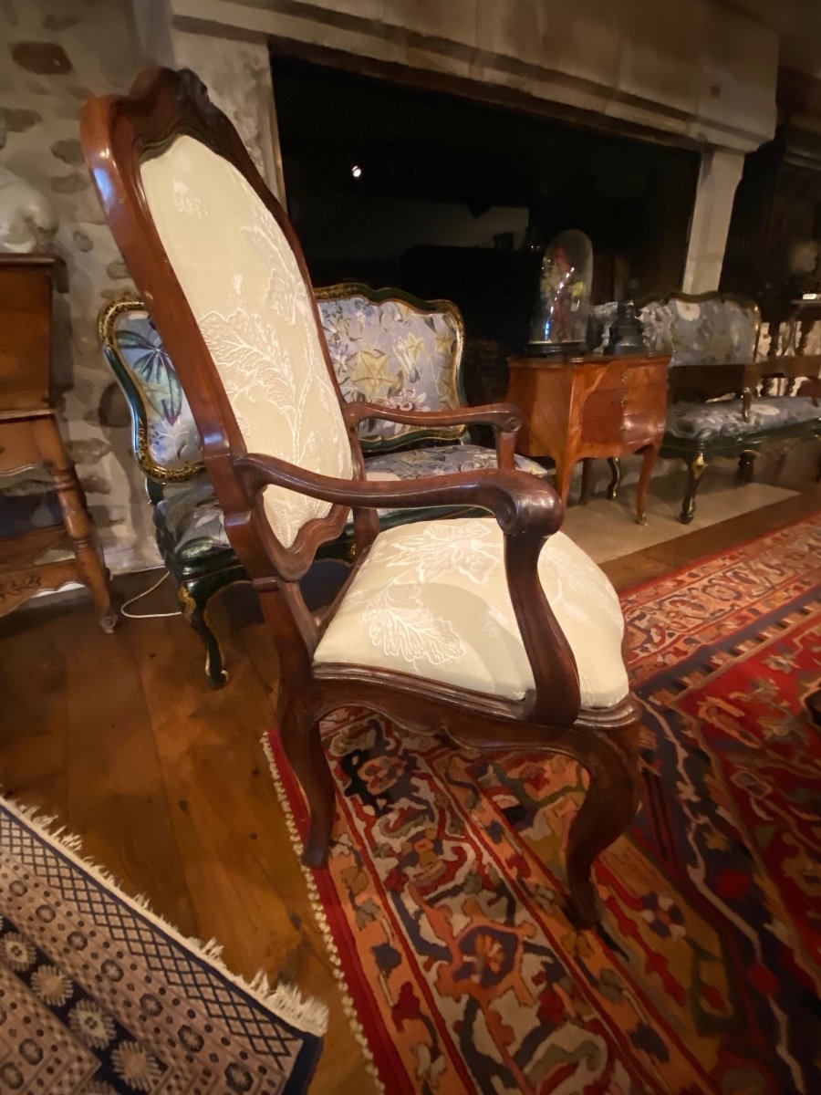 Armchair With Walnut Frame From The 18th Century-photo-7