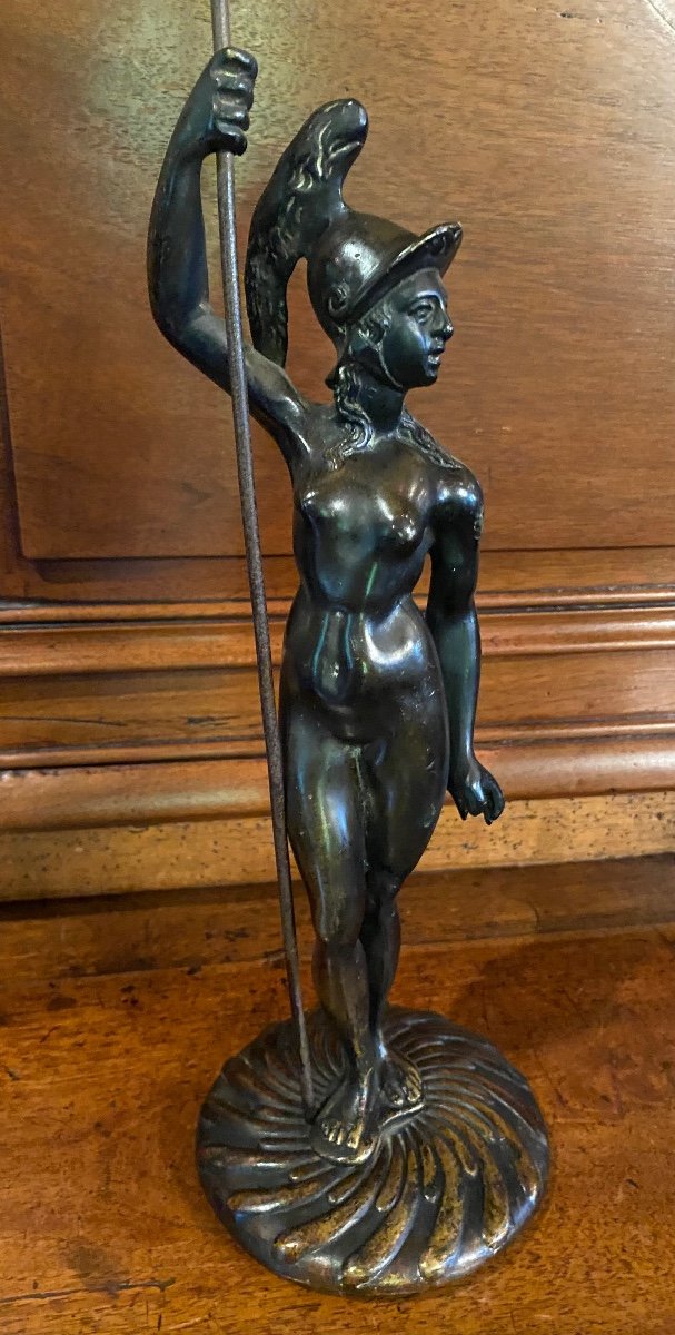 Athéna Casquée Et Nue, Bronze Du Début Du XIX Eme Siècle  -photo-3