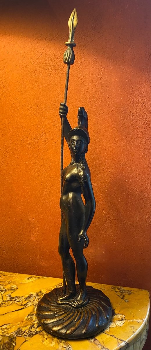 Athéna Casquée Et Nue, Bronze Du Début Du XIX Eme Siècle  -photo-4