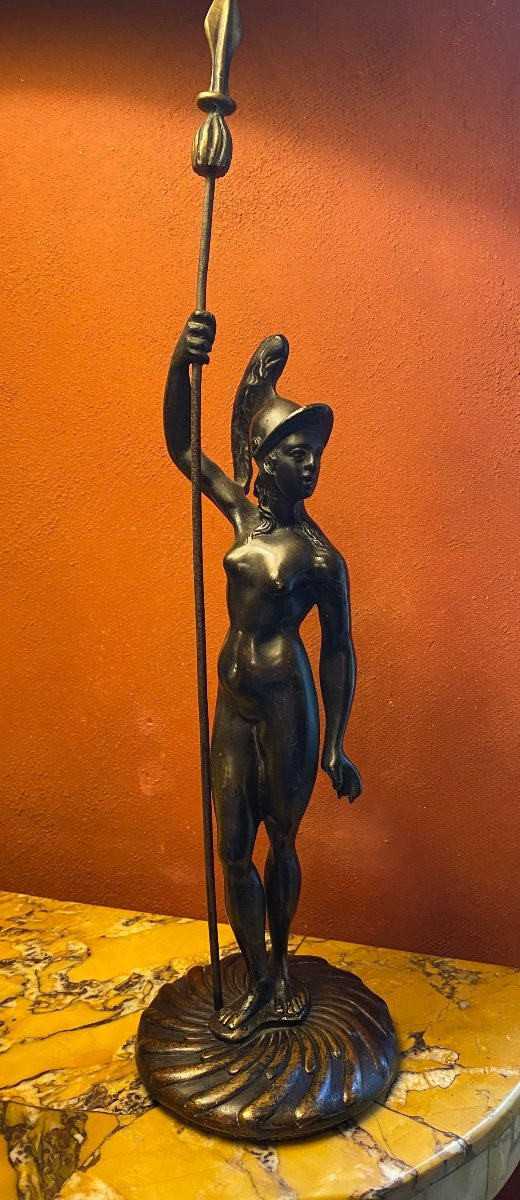 Athéna Casquée Et Nue, Bronze Du Début Du XIX Eme Siècle  -photo-5