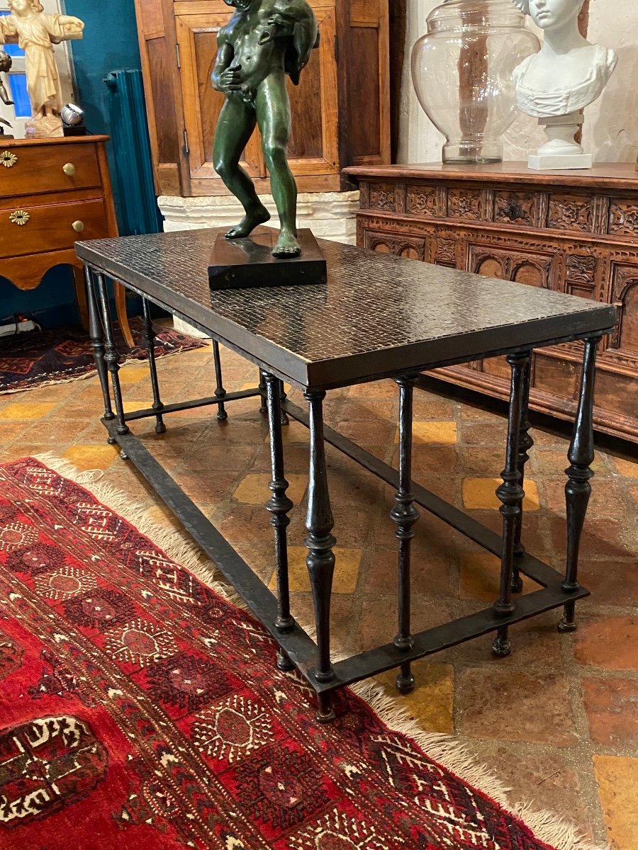 Table Basse En Fer Forgé Et Mosaïque Des Années 1970