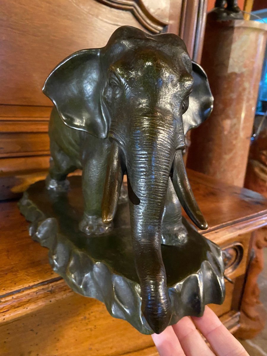 Japan, Large Bronze Elephant From The Meiji Period-photo-4