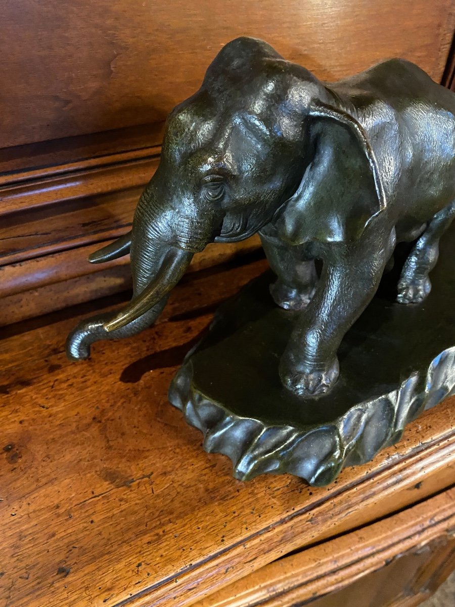 Japan, Large Bronze Elephant From The Meiji Period-photo-7