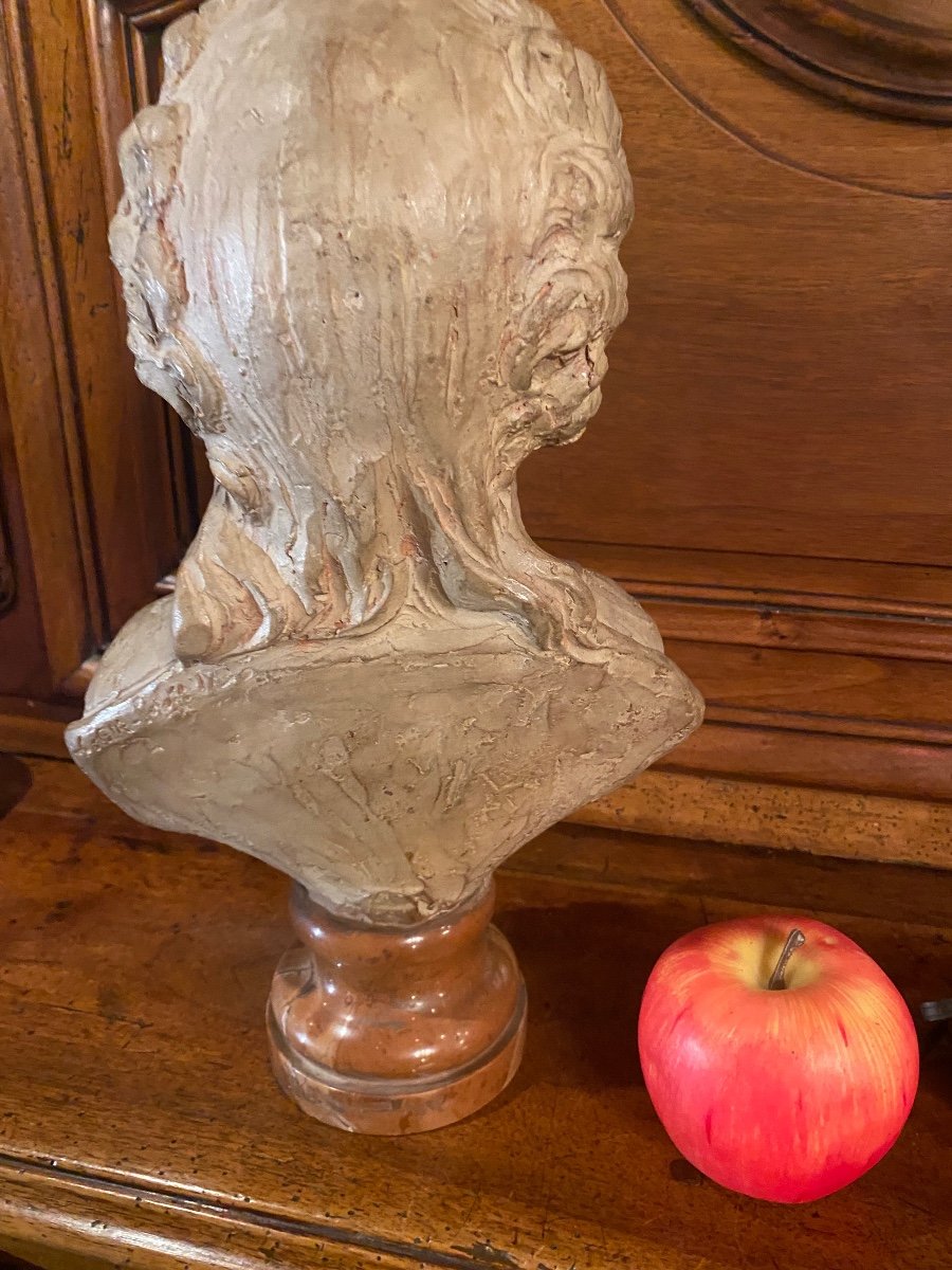 Charming Bust Of A Young Girl In Terracotta In The Taste Of The 18th Century-photo-3