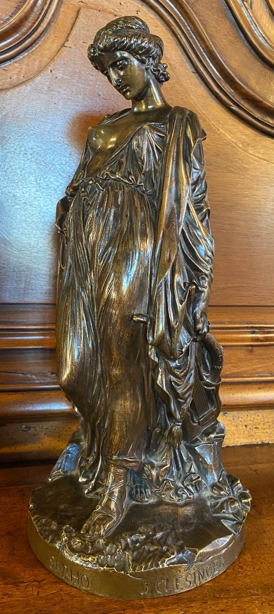 Poetry Incarnated By Sapho, Superb Bronze Signed Clesinger